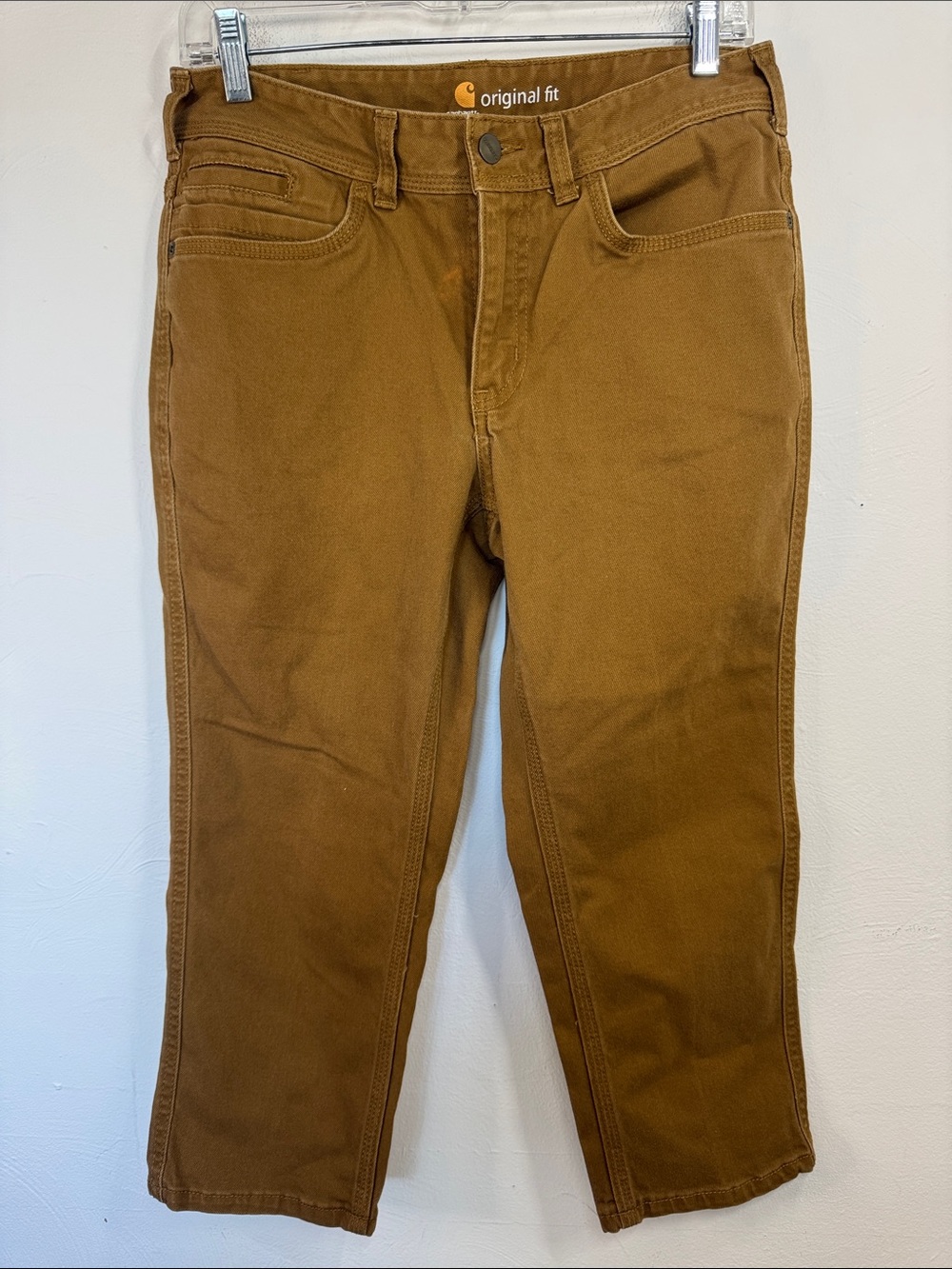 Carhartt Tan Original Fit Cropped Capri Work Pants Utility Western Outdoor Cow